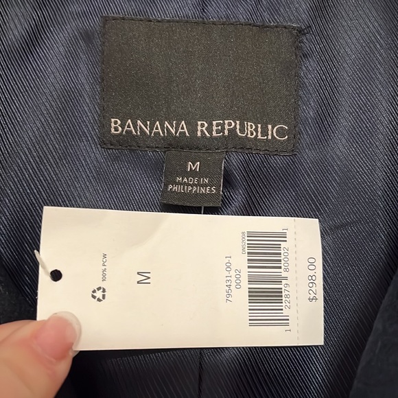 Banana Republic Navy Blue Double Breasted Wool Winter Coat Size M - Picture 6 of 12